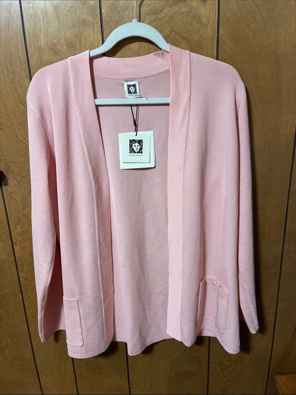 Anne Klein Light Pink Open Cardigan with Pockets
